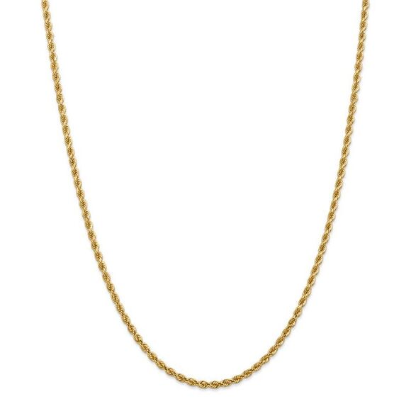 2.75mm 14k Yellow Gold, Diamond Cut Solid Rope Chain Necklace, 26 Inch - Picture 2 of 7